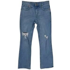 J.Crew 9" Billie Demi Boot Cropped Jeans Rocky Shore Blue Distressed, 25
